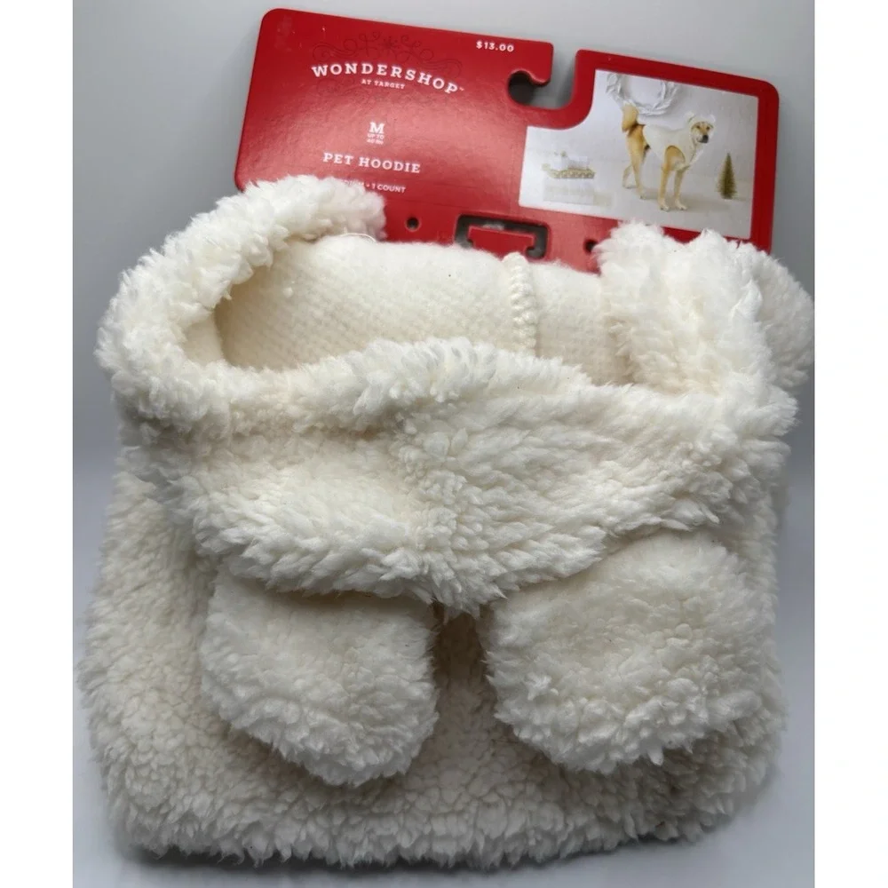 Wondershop Pet Hoodie White Fuzzy with‎ Ears Size Medium